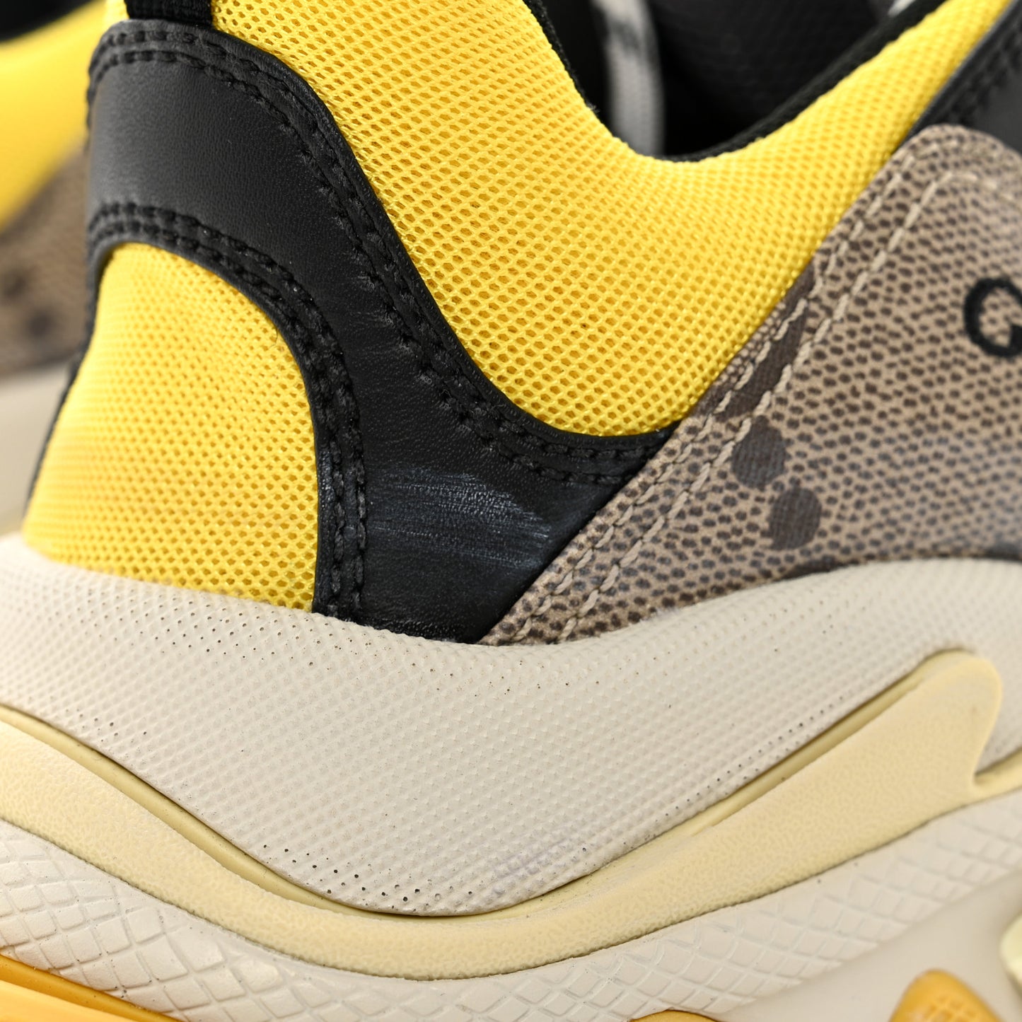 X GUCCI Maxi GG Supreme Monogram Mens Triple S Sneakers 40 Beige Ebony Black Green