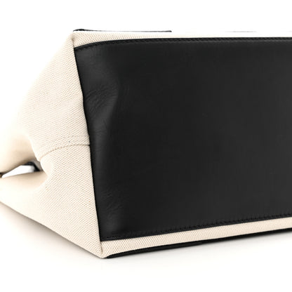 Balenciaga Cotton Canvas Satin Calfskin S Navy Cabas Natural Black 10 of 11