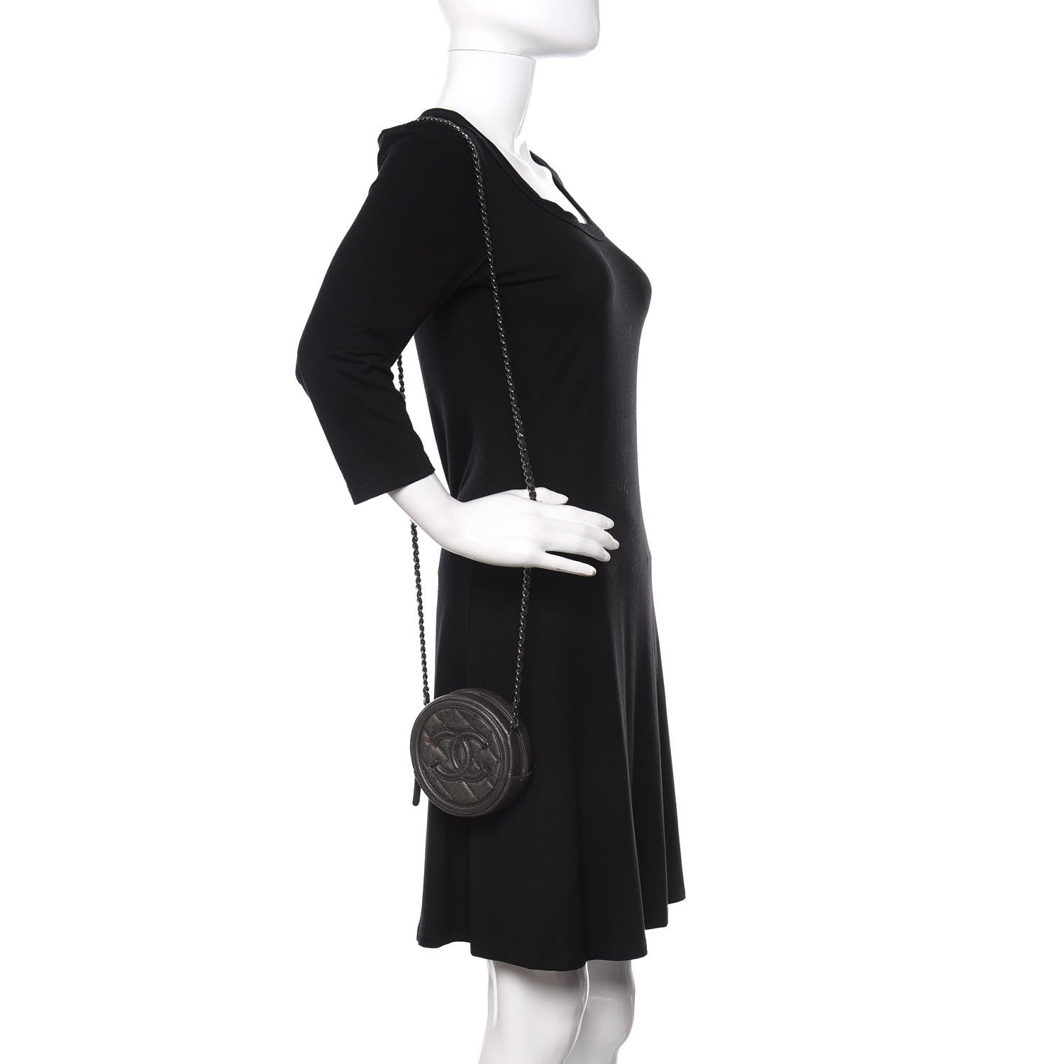 Chanel Metallic Caviar Quilted Round Filigree Crossbody Ruthenium 2 of 11