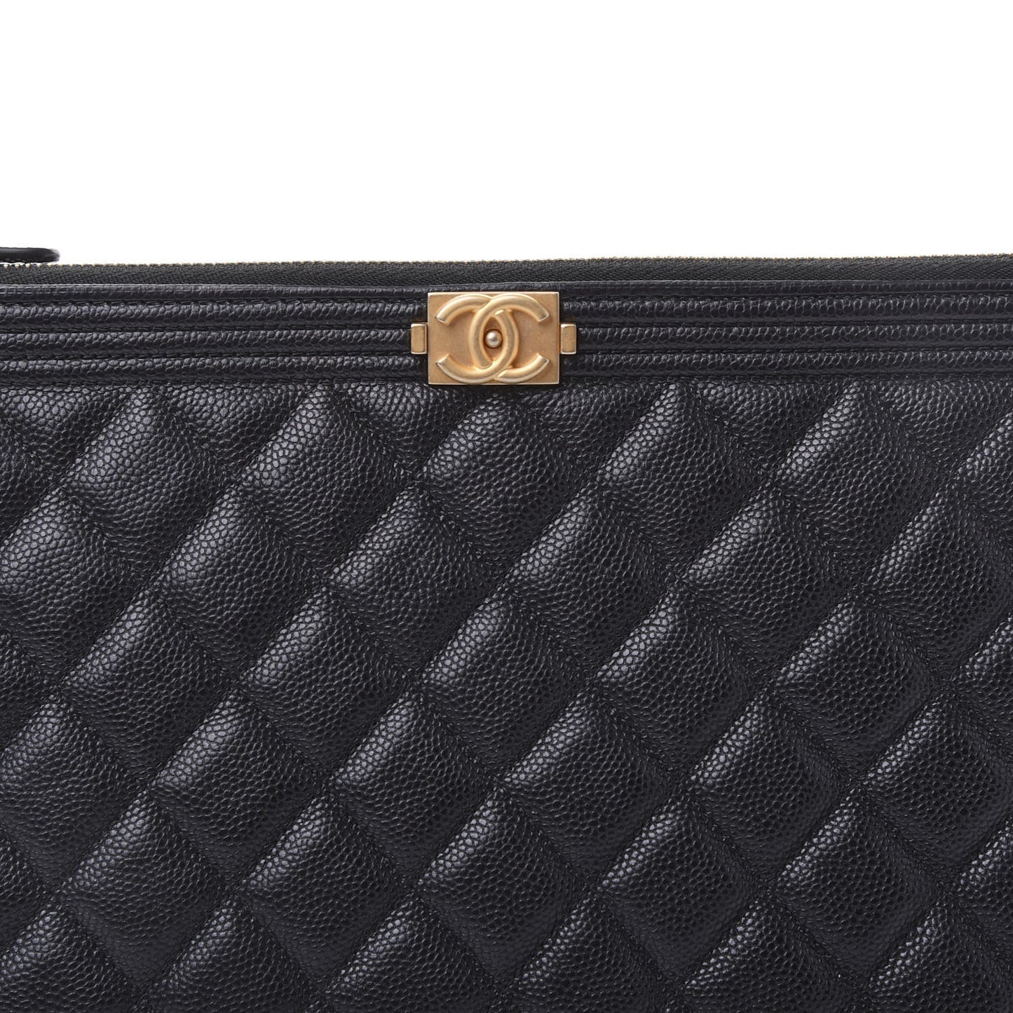 Caviar Quilted Medium Boy Cosmetic Case Black