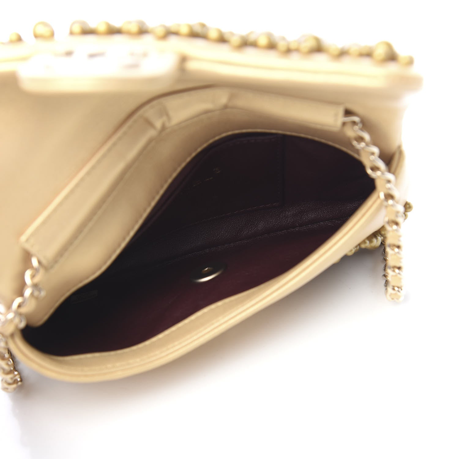 Chanel Lambskin Pearls Flap Gold 5 of 10