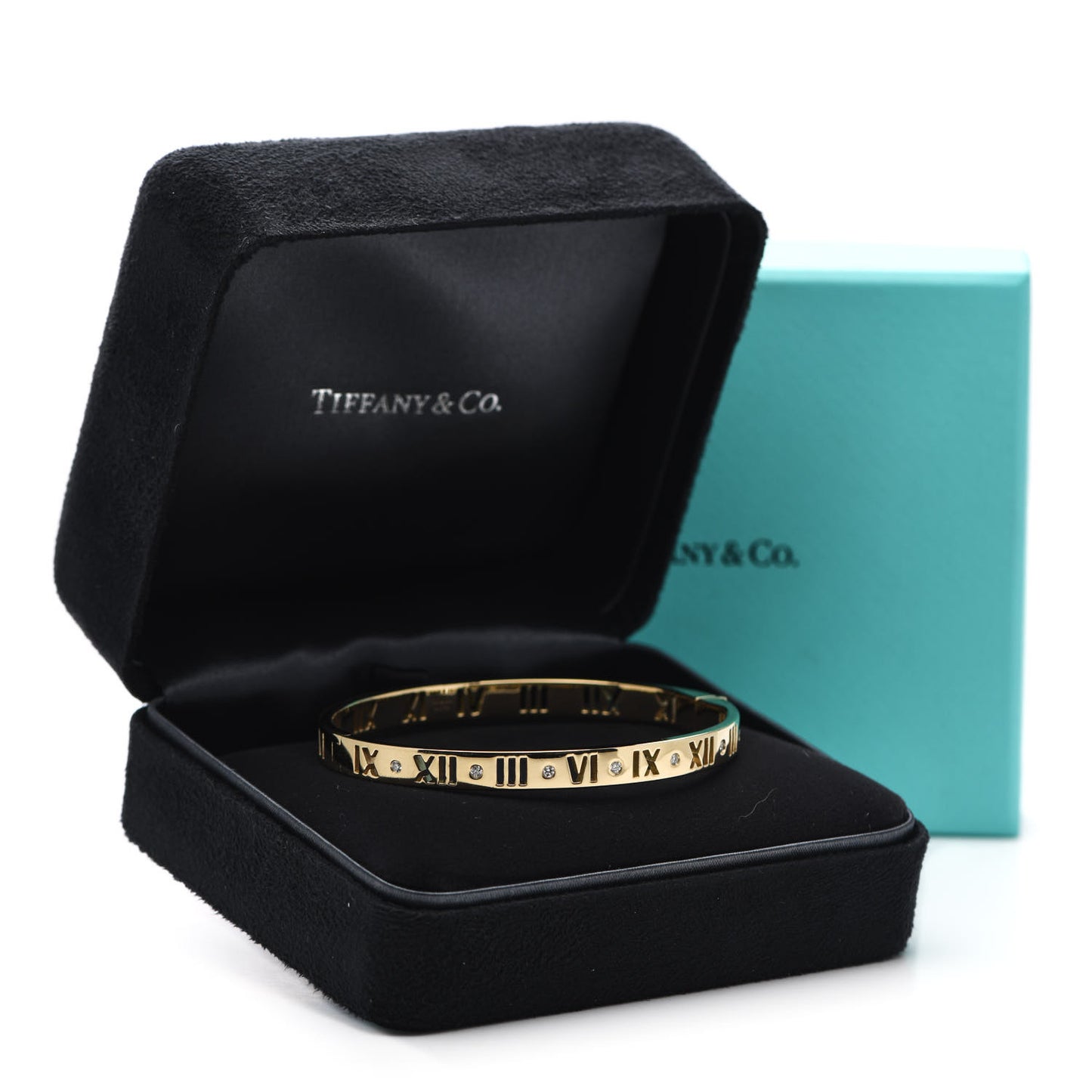18K Yellow Gold Diamond Atlas Pierced Hinged Bangle Bracelet