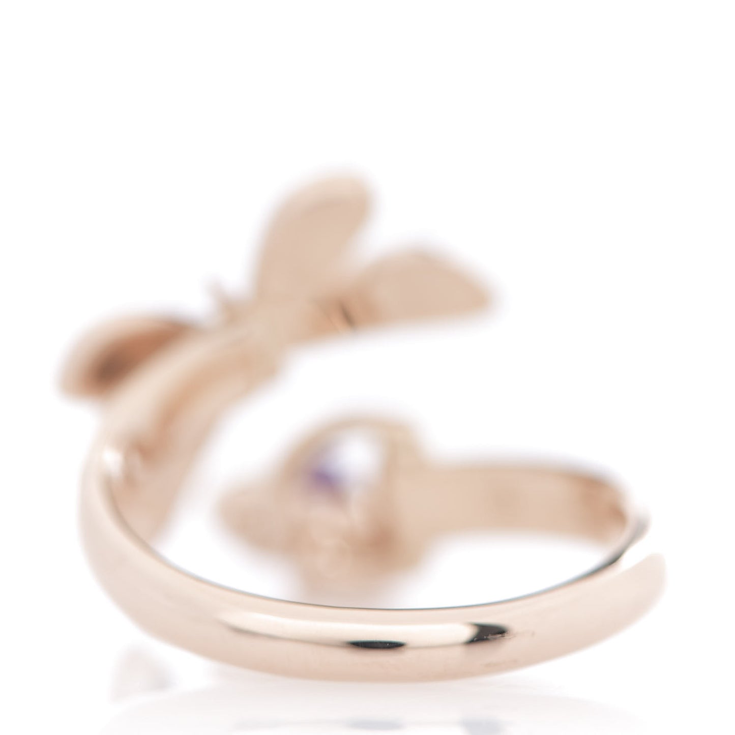 18K Rose Gold Enamel Flora Horsebit Ring 49 4.75