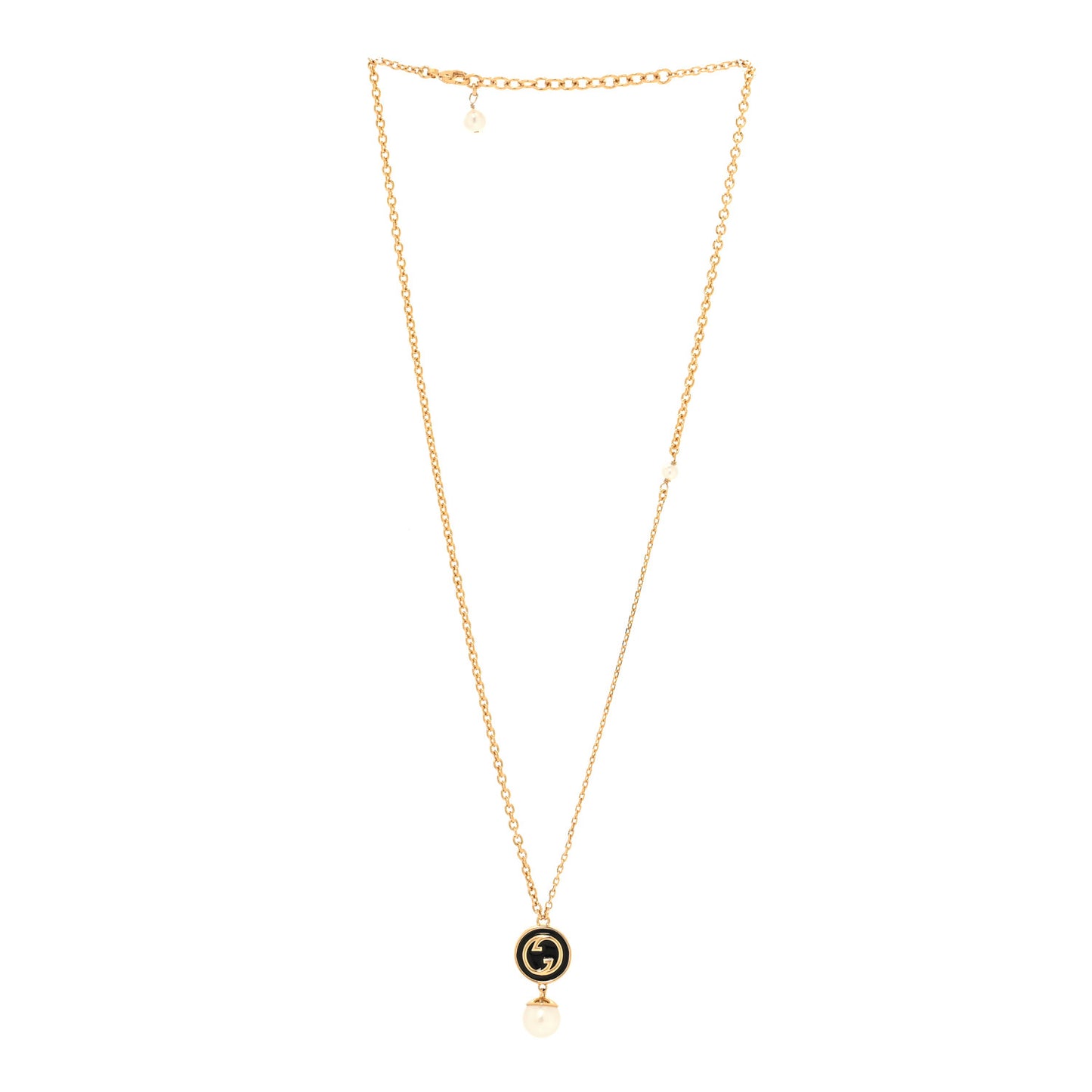 Metal Enamel Blondie Pendant Necklace Gold Black