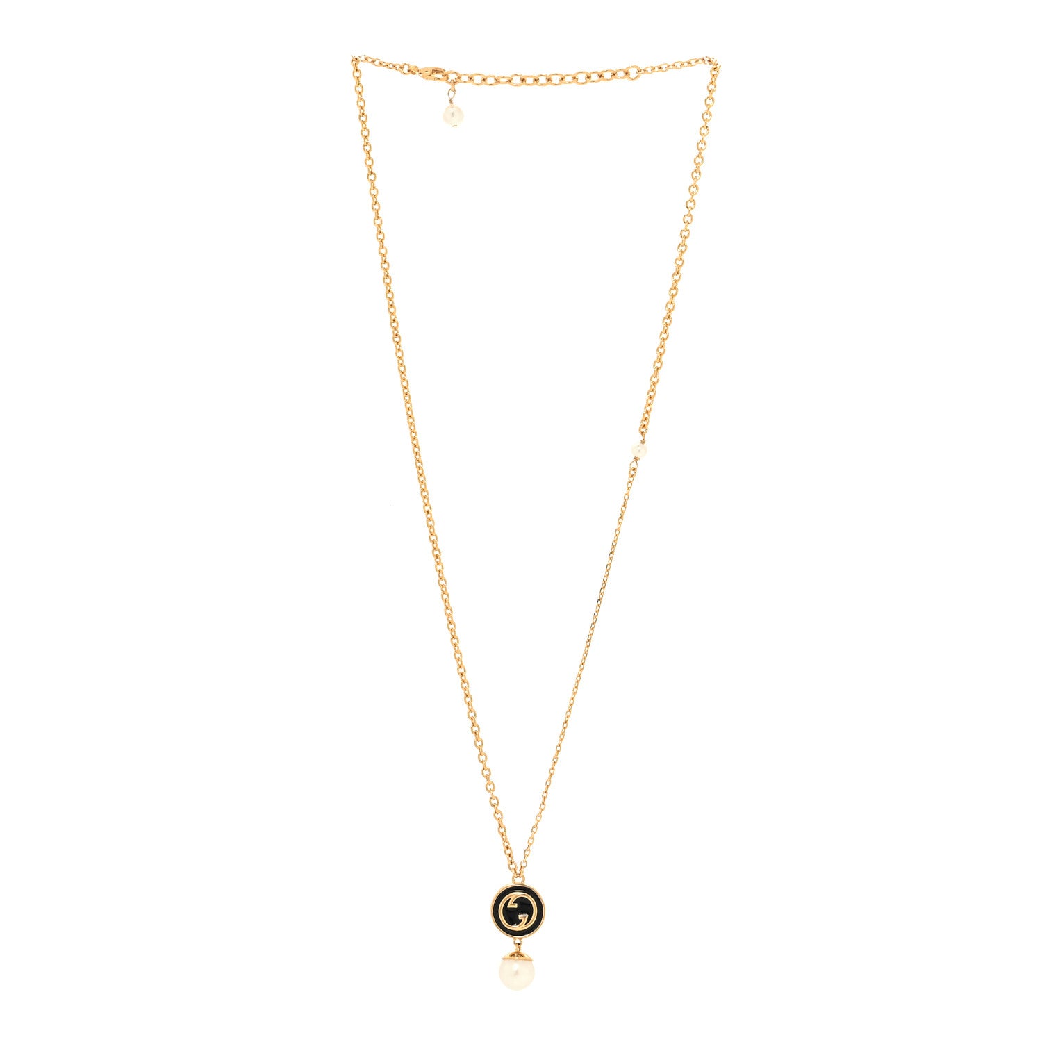Gucci Metal Enamel Blondie Pendant Necklace Gold Black 3 of 5