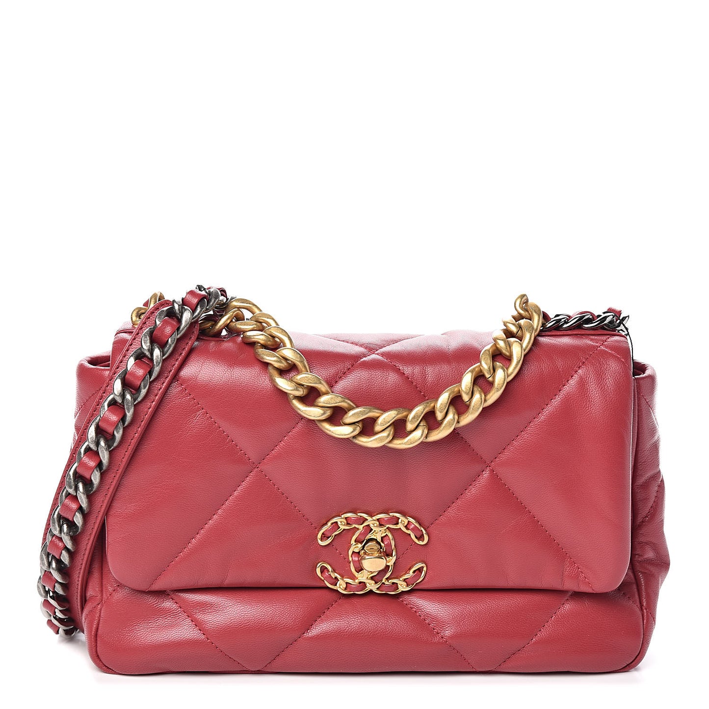 Lambskin Quilted Medium 19 Flap Dark Pink