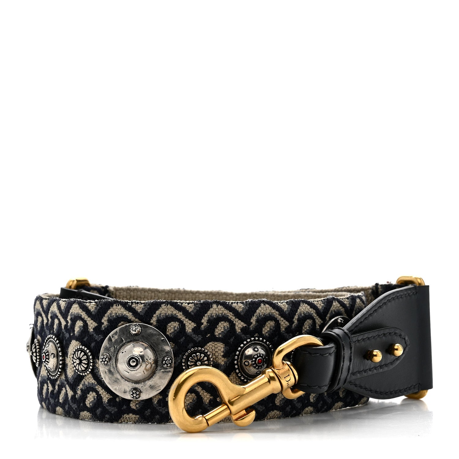 Christian Dior Oblique Studded Shoulder Strap Blue 1 of 5