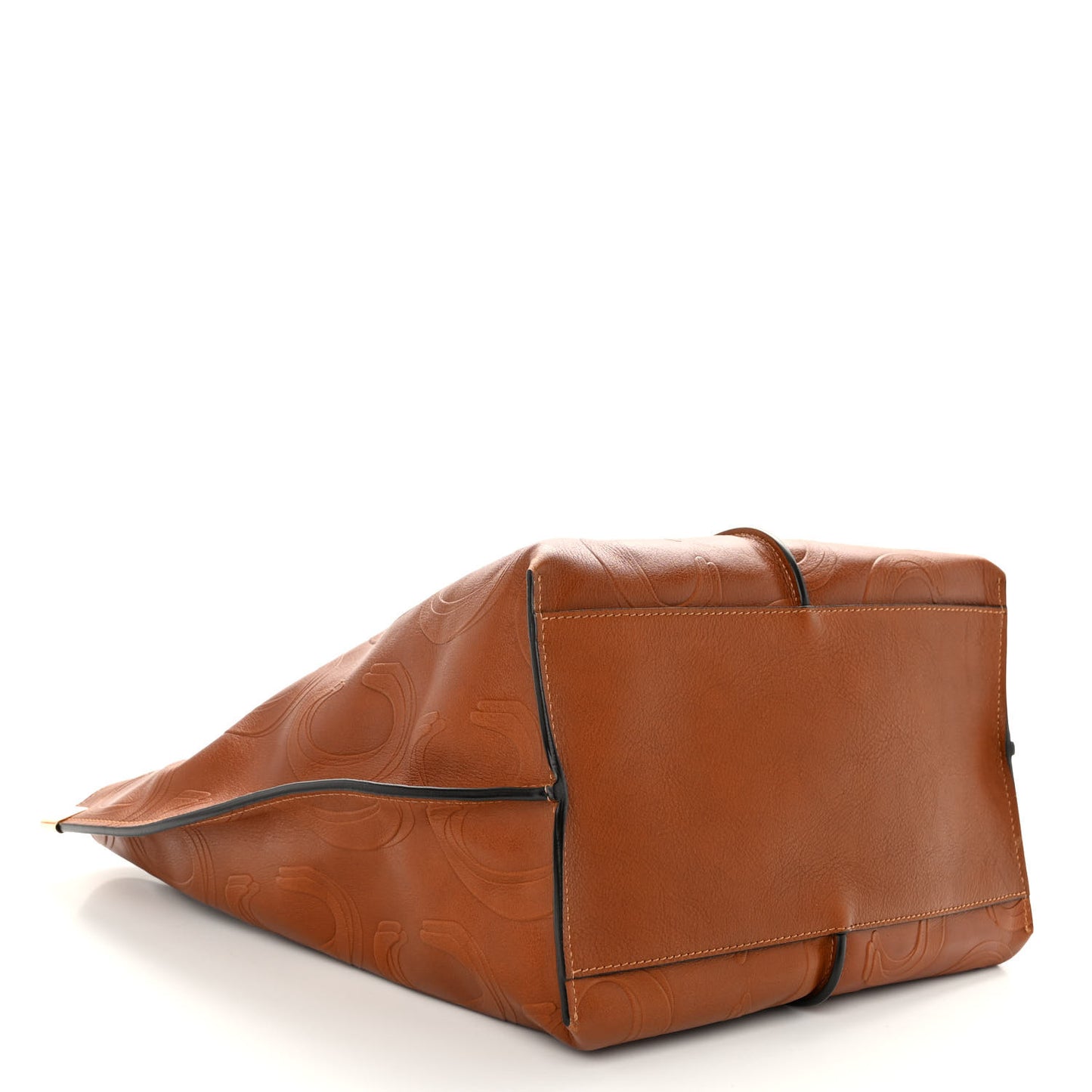 Smooth Calfskin C Embossed Medium Vick Tote Caramel