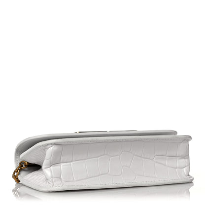 Balenciaga Extra Supple Calfskin Crocodile Embossed Gossip Wallet On Chain Optic White 4 of 9