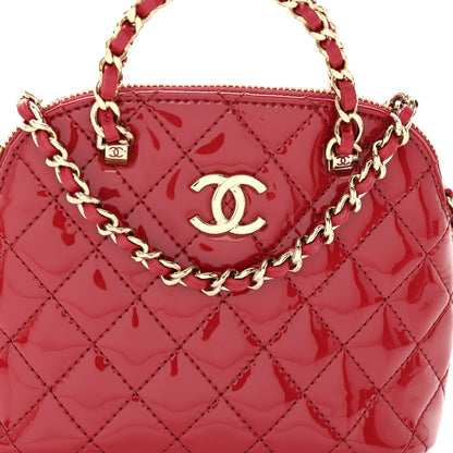 Chanel Patent Calfskin Quilted Shiny Coco Clutch With Chain Red 8 of 10