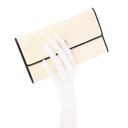 Chanel Calfskin Diamond Stitched Long Flap Wallet White 2 of 9