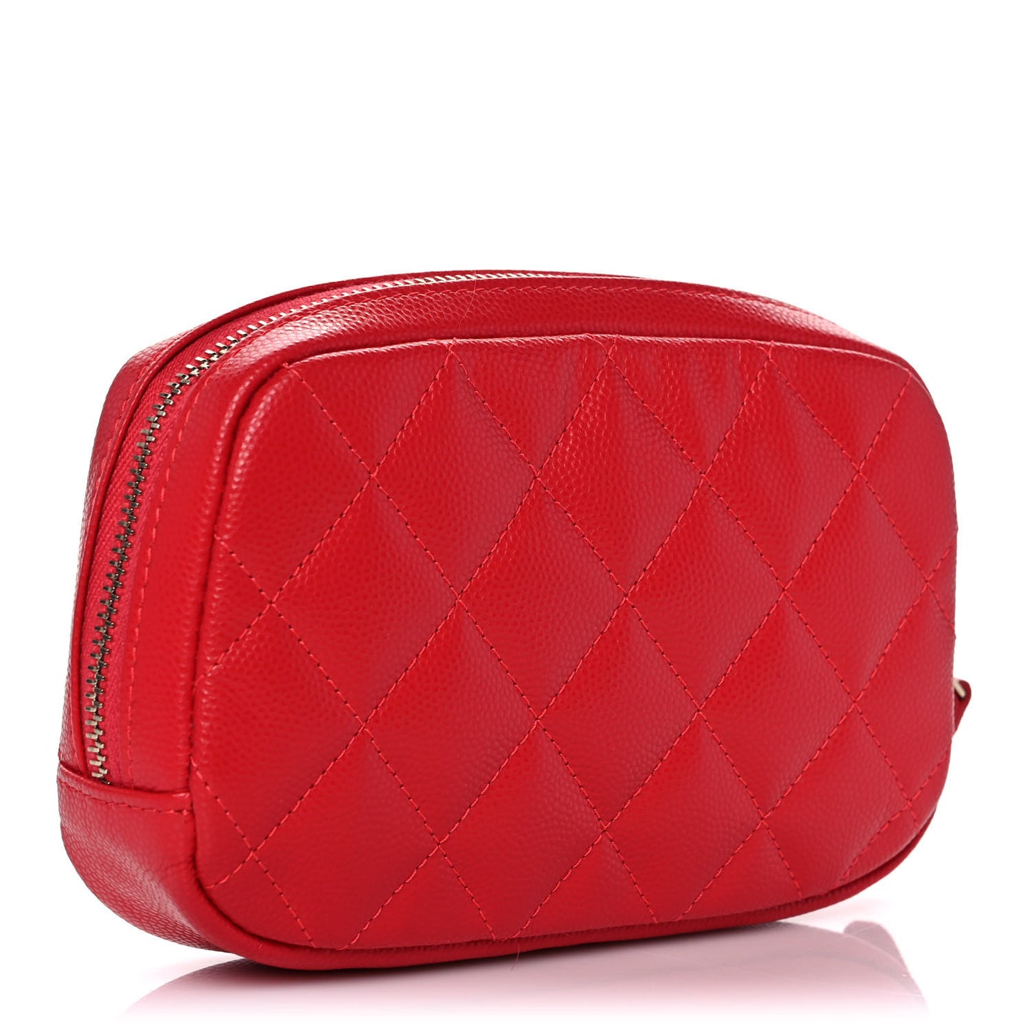 Caviar Quilted Small Curvy Pouch Cosmetic Case Red