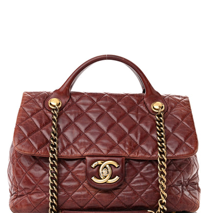 Chanel Glazed Calfskin Castle Rock Large Flap Burgundy 8 of 12