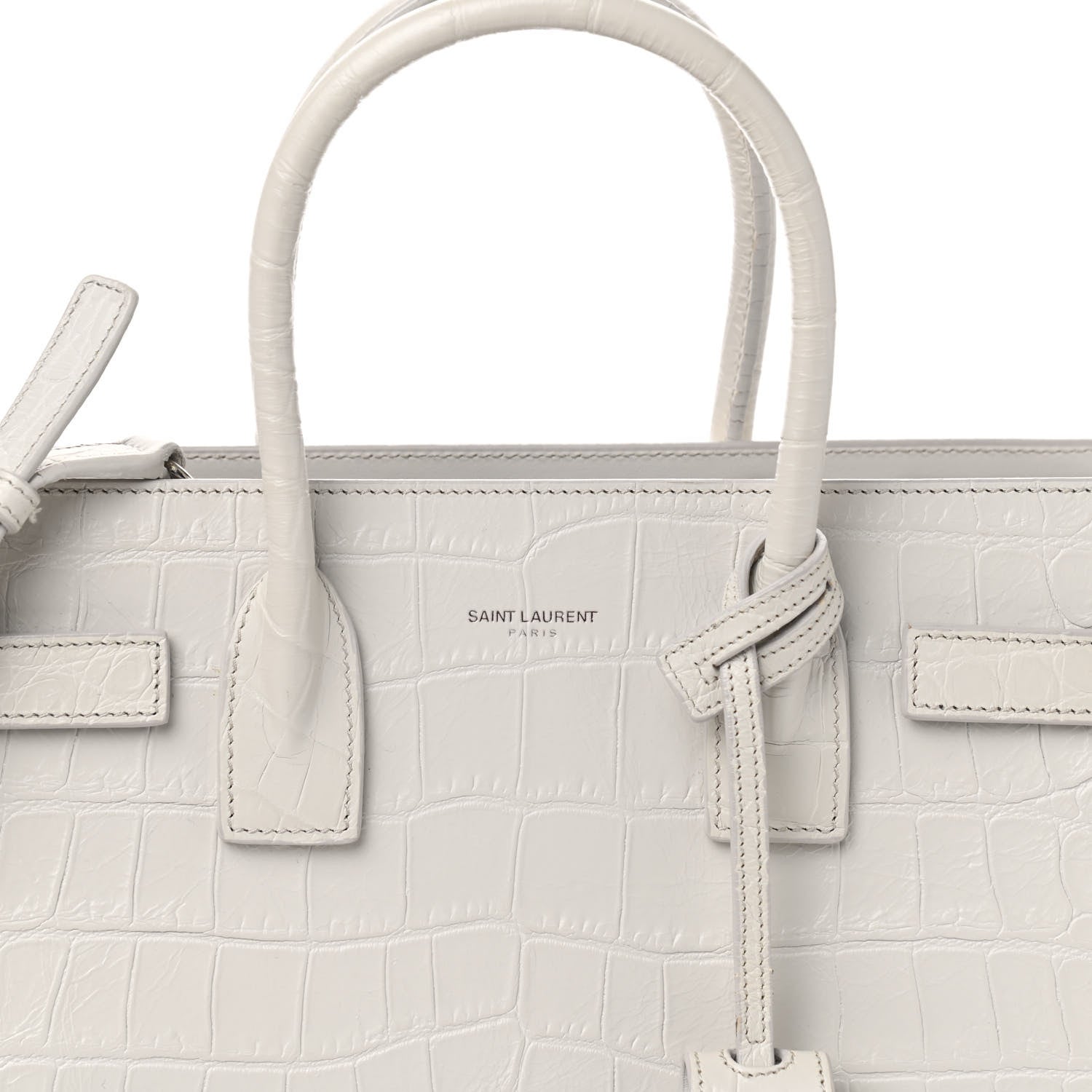 Saint Laurent Calfskin Crocodile Embossed Baby Sac De Jour Gris Perle 8 of 10