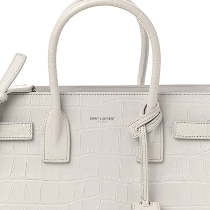 Saint Laurent Calfskin Crocodile Embossed Baby Sac De Jour Gris Perle 8 of 10