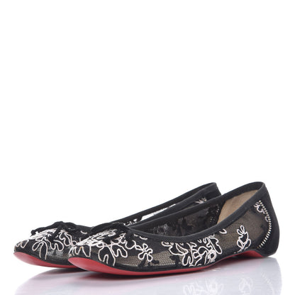 Christian Louboutin Lace Embroidered Flats 39 Black 3 of 10