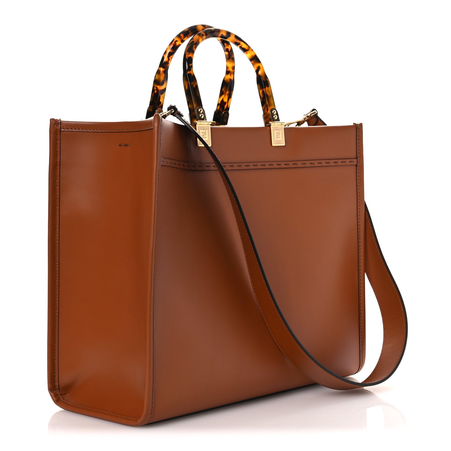 Vitello King Plexiglass Medium Fendi Sunshine Shopper Tote Cuoio