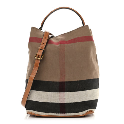Burberry Canvas Mega Check Medium Ashby Hobo Saddle Brown 1 of 17