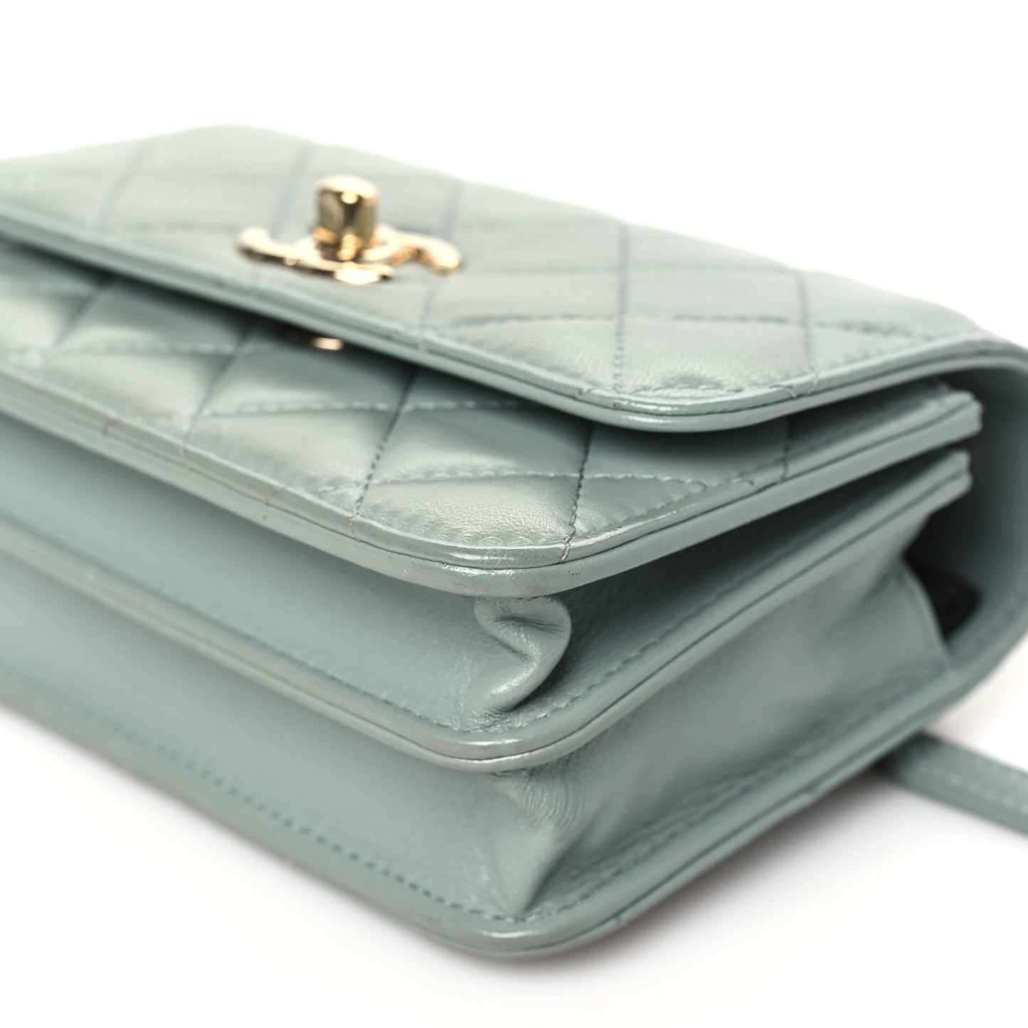 Lambskin Quilted Mini Trendy CC Wallet On Chain WOC Grey