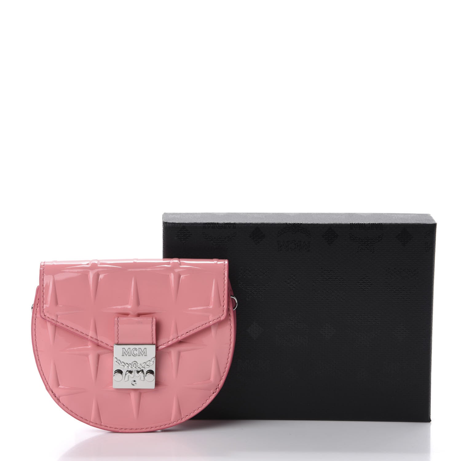 MCM Diamond Patent Patricia Round Crossbody Bag Salmon Rose 12 of 12