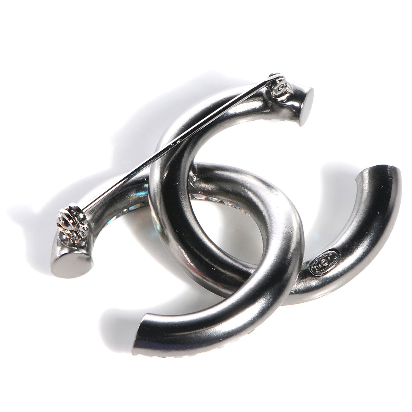 Crystal CC Brooch Silver Ruthenium Grey