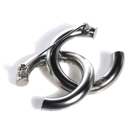 Chanel Crystal CC Brooch Silver Ruthenium Grey 3 of 6