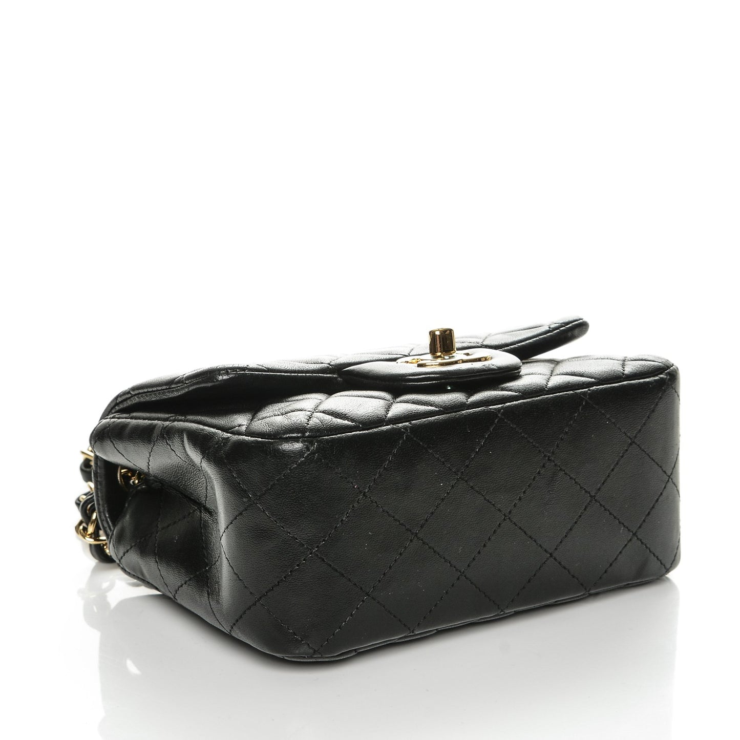 Lambskin Quilted Mini Square Flap Black