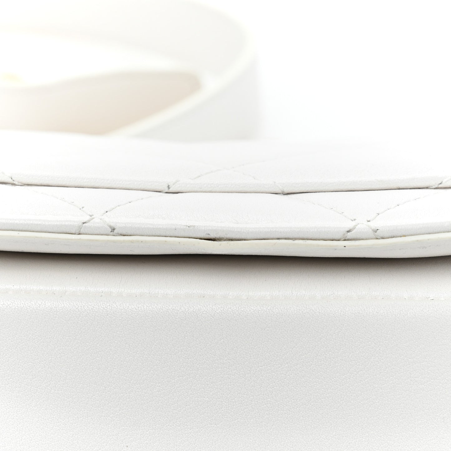 Calfskin Quilted Moon Messenger White