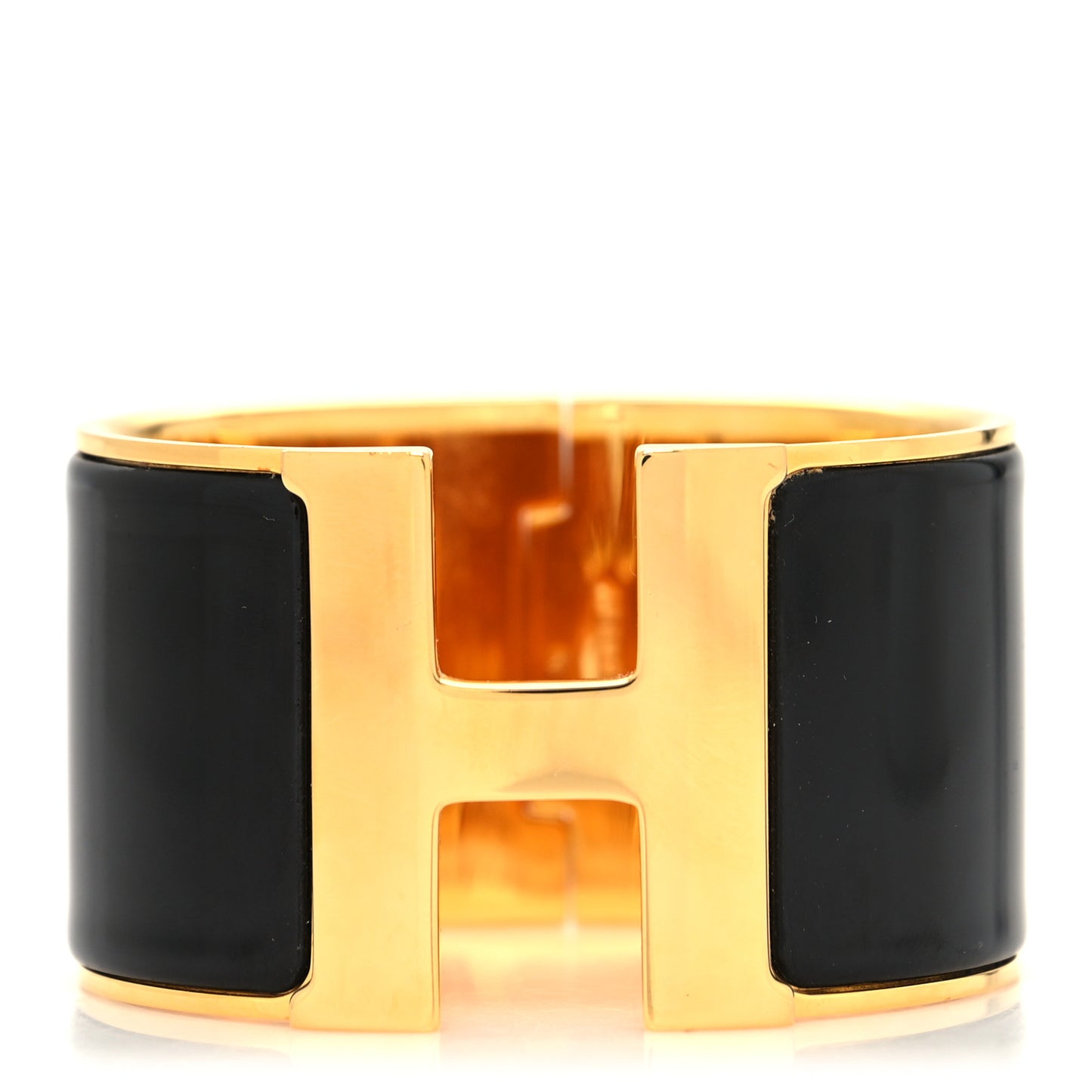 Enamel Extra Wide Clic Clac H Bracelet GM Black