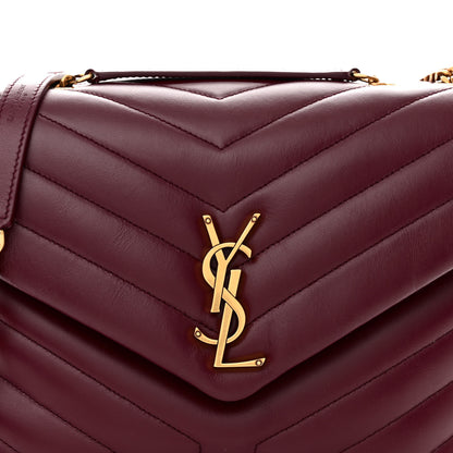 Saint Laurent Calfskin Y Quilted Monogram Medium Loulou Chain Satchel Rouge Legion 8 of 10