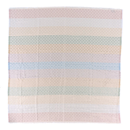 Gucci Viscose Cotton Silk Jacquard GG Monogram Shiny Summer Square Shawl Ivory Multicolor 1 of 7