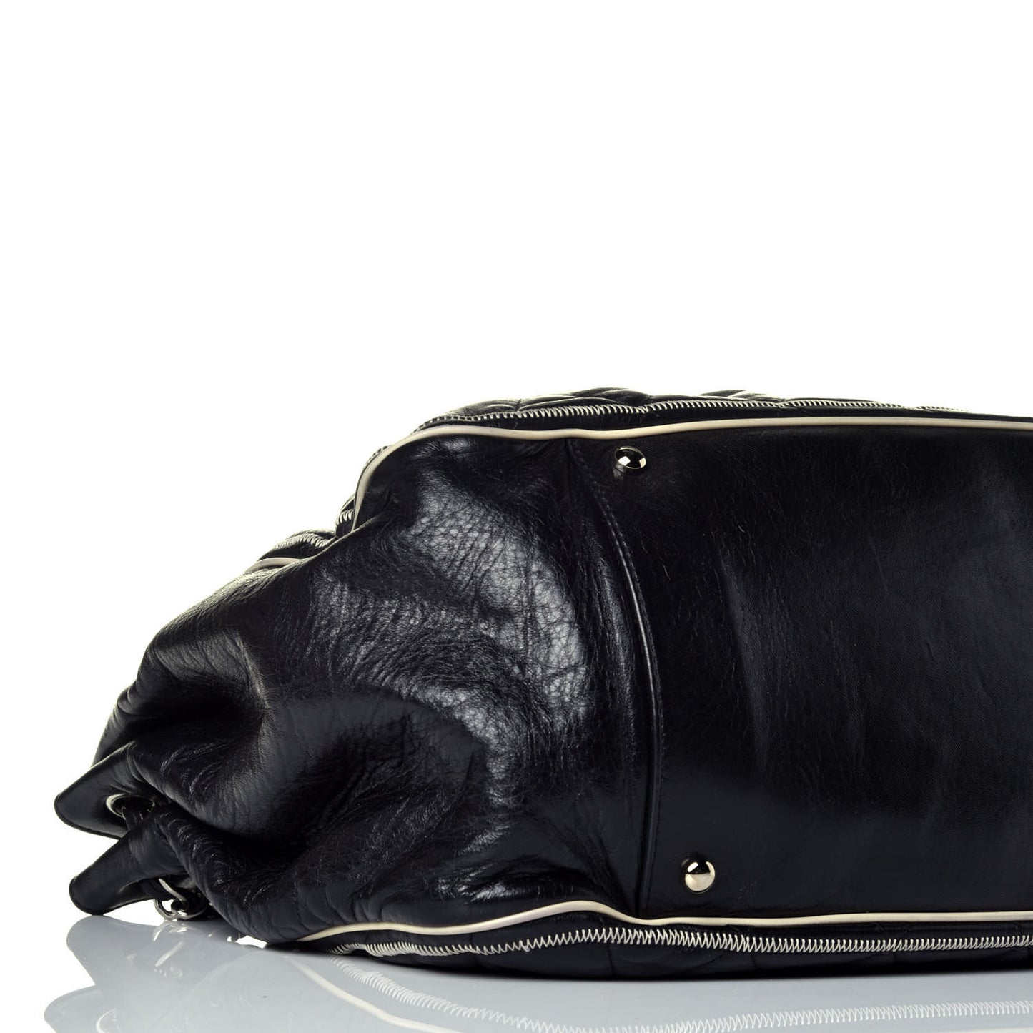 Lambskin Quilted East West Accordion Flap Black