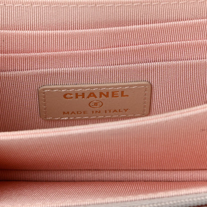 Chanel Iridescent Lambskin Quilted Mini Wallet On Chain WOC Ivory 6 of 12