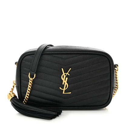 Saint Laurent Grain De Poudre Matelasse Monogram Mini Lou Camera Bag Black 1 of 10