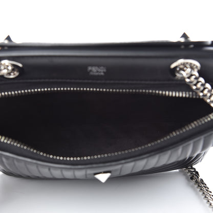 Fendi Shiny Nappa Trapuntata Small DotCom Click Chain Satchel Black 5 of 9