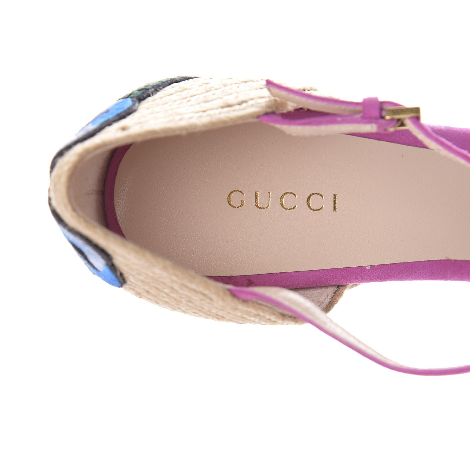 Gucci Kid Scamosciato Ophelia Espadrille Platform Wedge Sandals 38.5 Rododendro 7 of 10