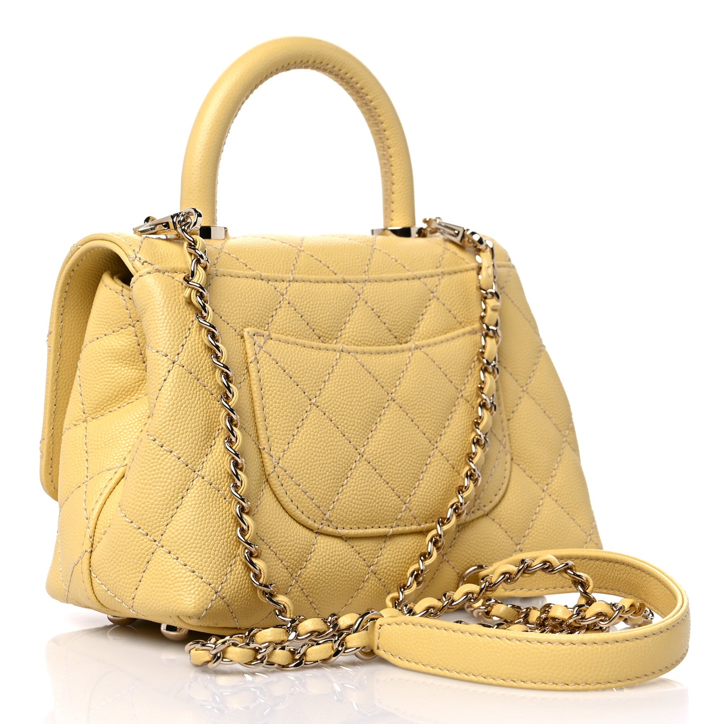 Caviar Quilted Extra Mini Coco Handle Flap Yellow