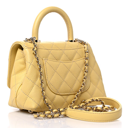 Chanel Caviar Quilted Extra Mini Coco Handle Flap Yellow 3 of 9