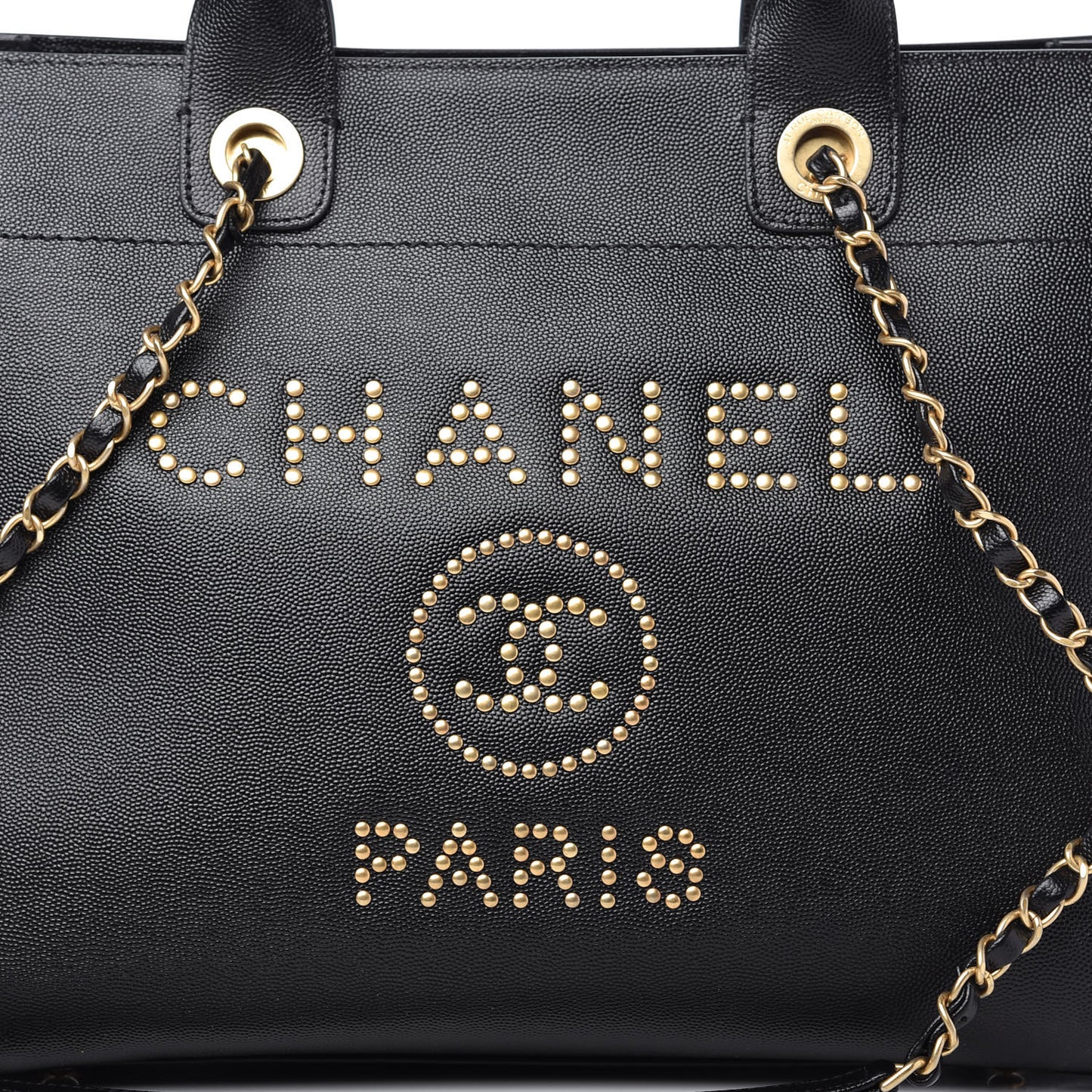 Caviar Small Studded Deauville Tote Black