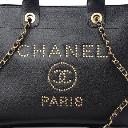 Chanel Caviar Small Studded Deauville Tote Black 10 of 10