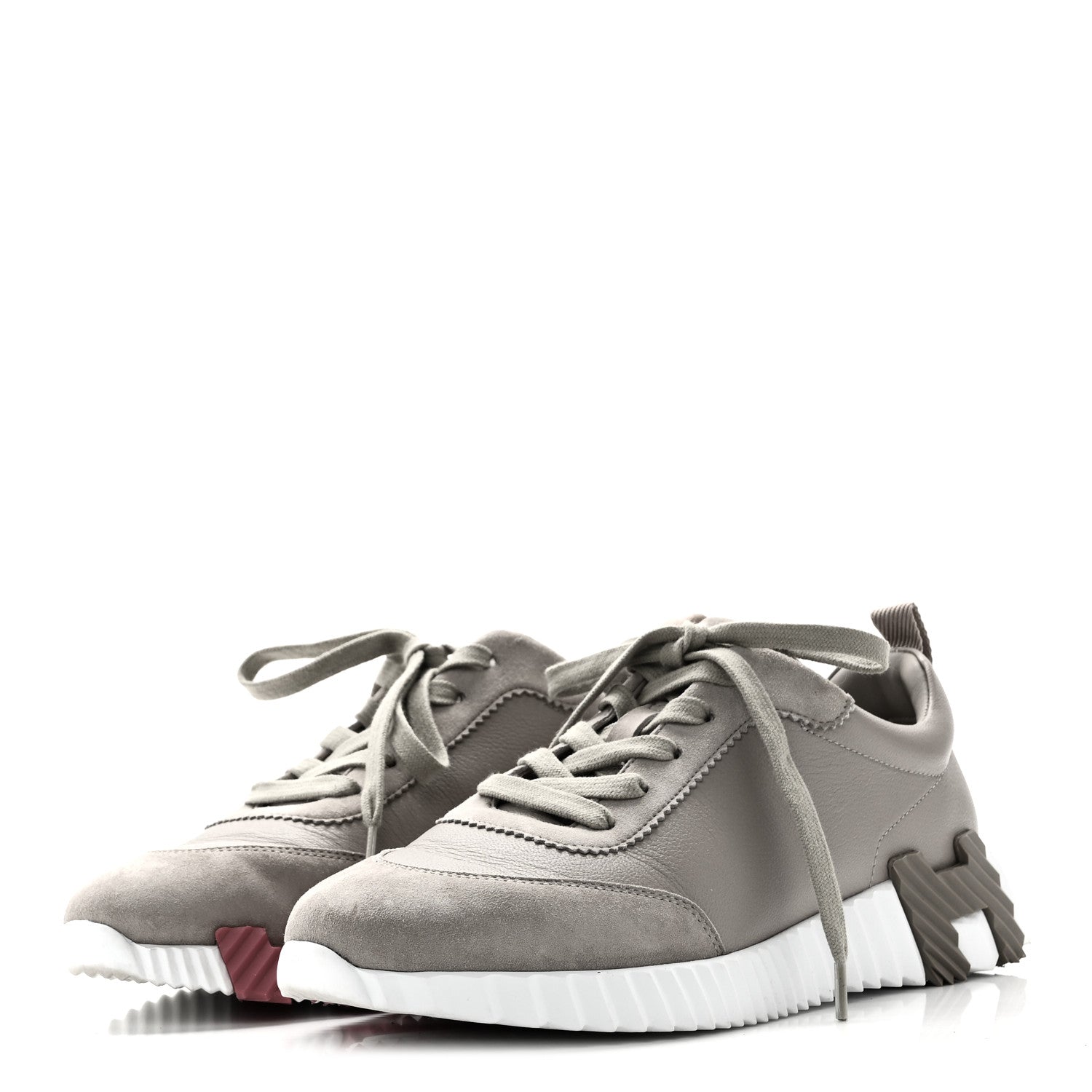 Hermes Sport Goatskin Suede Goatskin Womens Bouncing Sneakers 39 Beige Galet 2 of 9