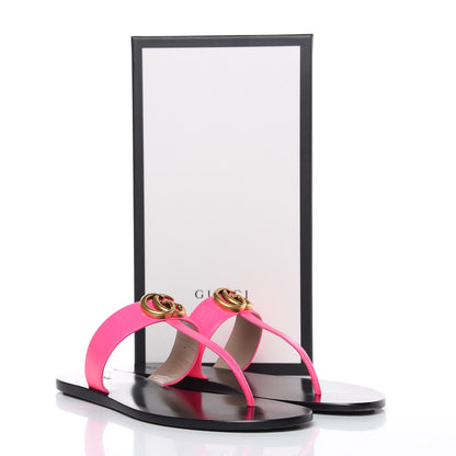Gucci Calfskin GG Marmont Thong Sandals 42 Fuxia Fluo 9 of 9