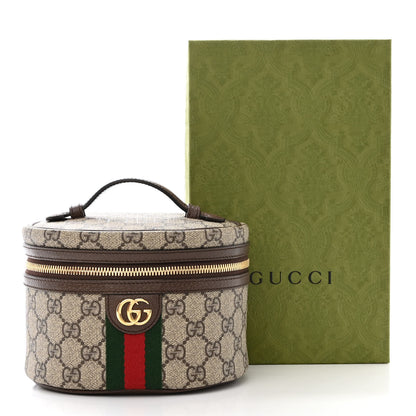 Gucci GG Supreme Monogram Textured Calfskin Web Ophidia Vanity Cosmetic Case Beige Ebony New Acero 11 of 11