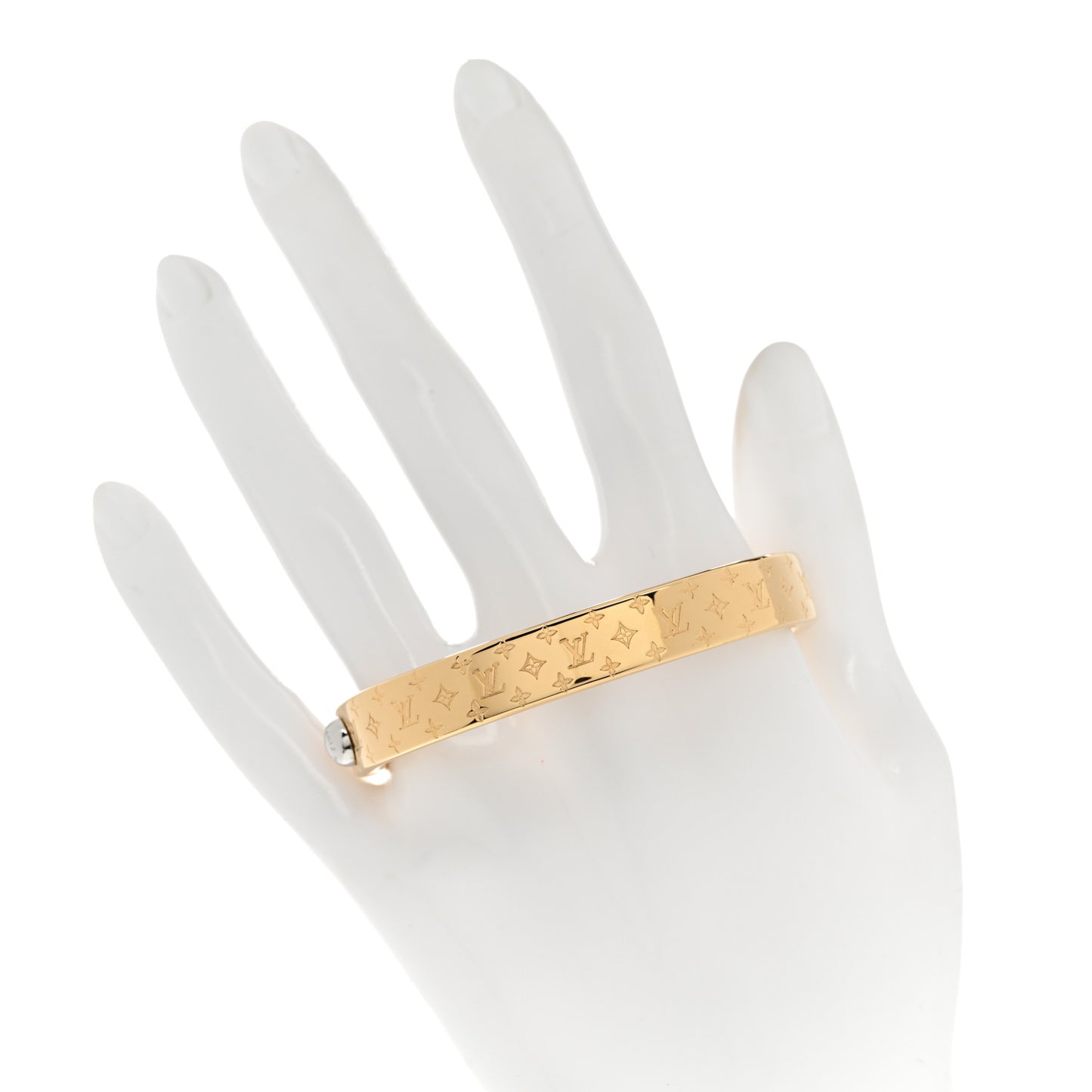 Brass Crystal Monogram Nanogram Strass Cuff S Gold