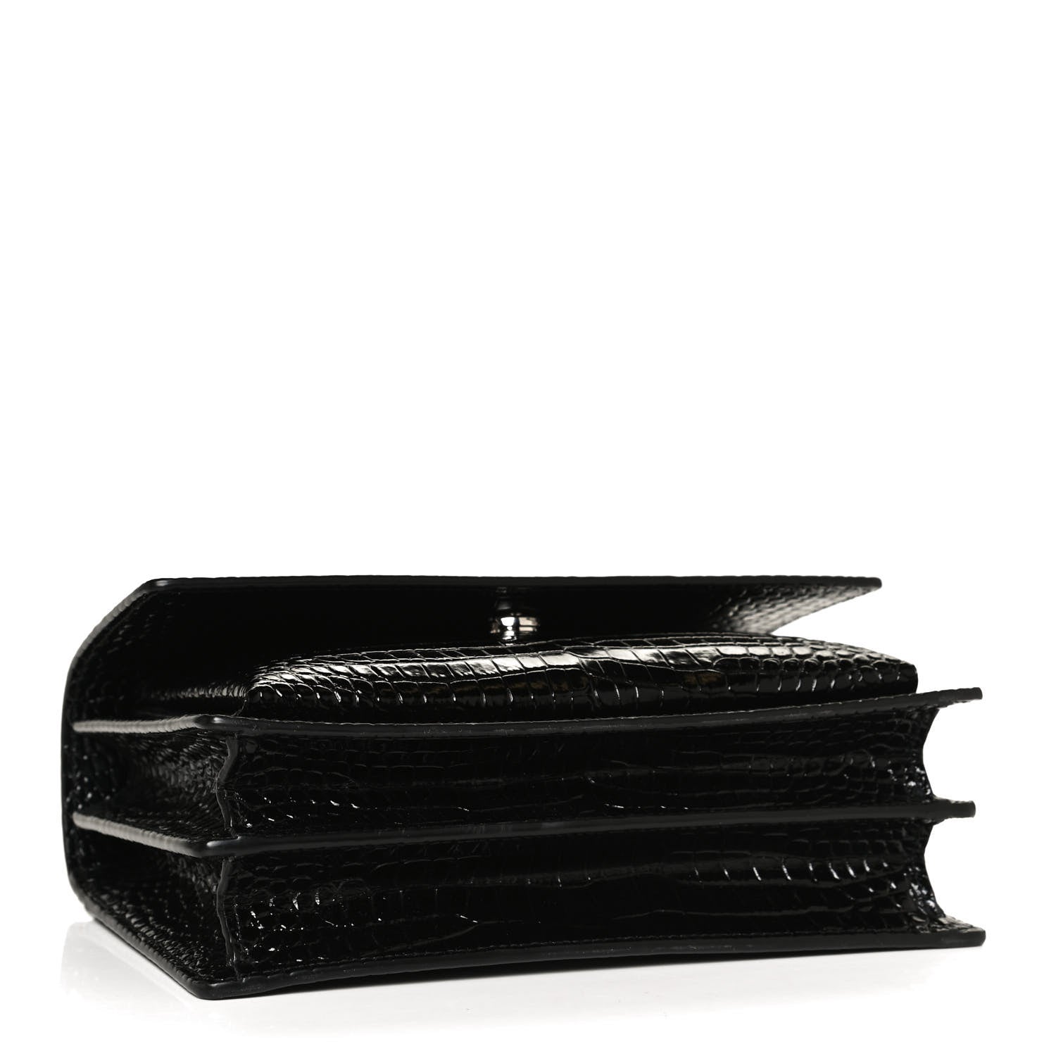 Saint Laurent Calfskin Crocodile Embossed Medium Monogram Sunset Black 3 of 12