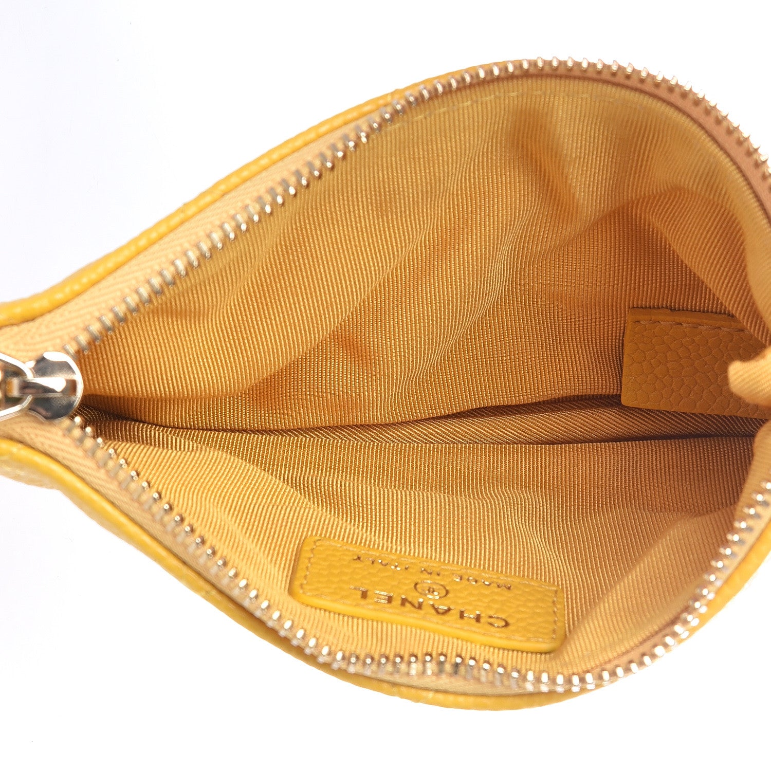 Chanel Caviar Quilted Small Cosmetic Case Yellow 5 of 8