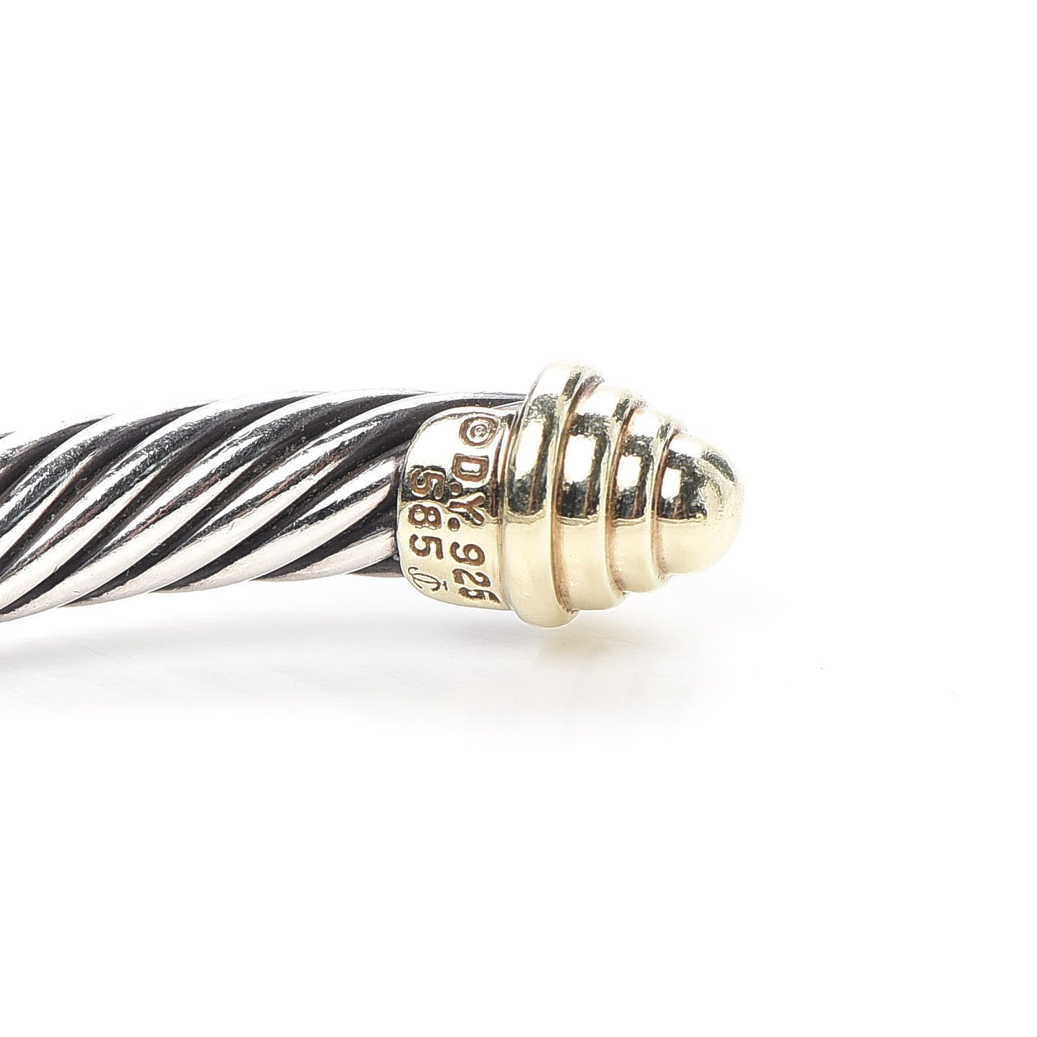 David Yurman Sterling Silver 14K Yellow Gold 5mm Cable Classics Bracelet 4 of 5