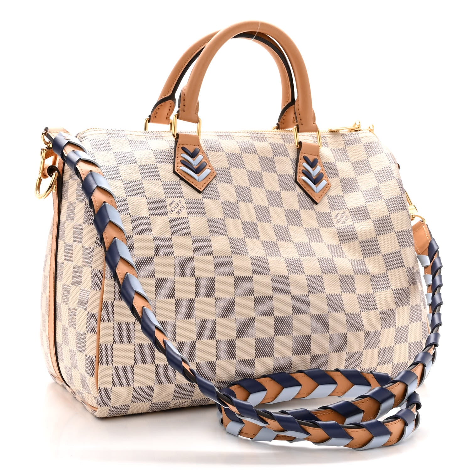 Louis Vuitton Damier Azur Braided Speedy Bandouliere 30 Blue 3 of 9