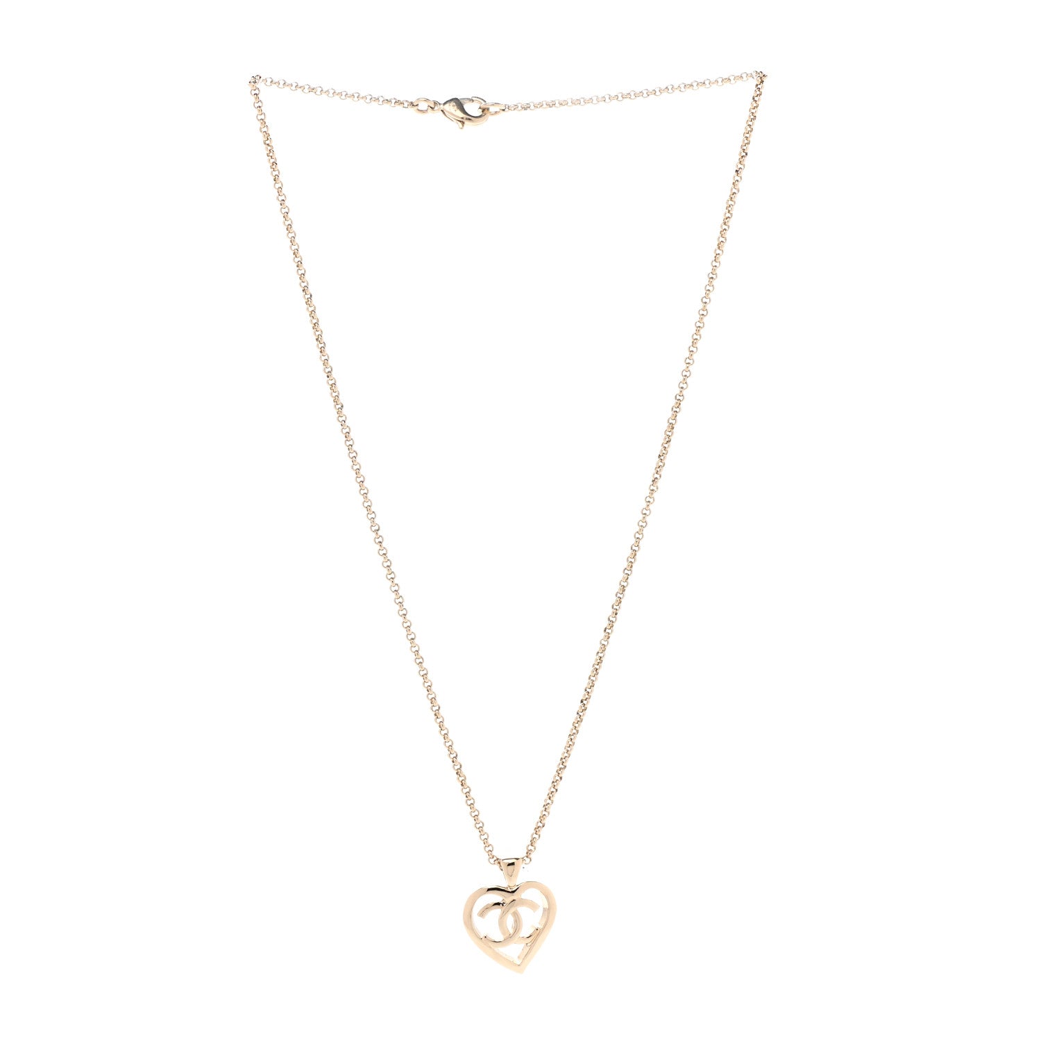 Chanel CC Heart Chain Pendant Necklace Gold 3 of 7