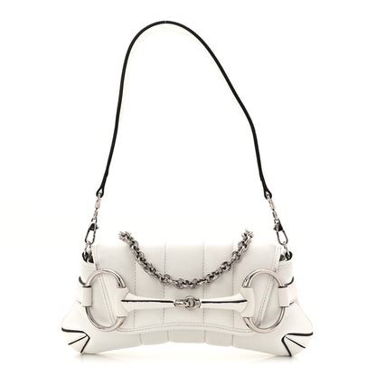 Gucci Nappa Vertical Matelasse Small Maxi Horsebit Chain Shoulder Bag Great White 2 of 22